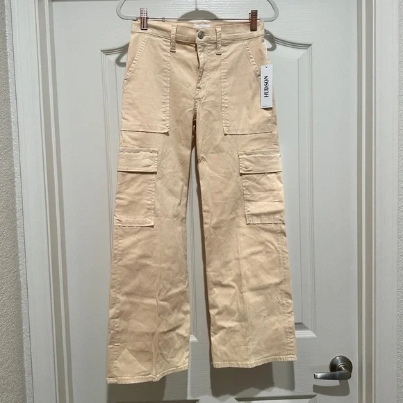 NWT Hudson Jeans Rosalie High Waisted Cargo Jeans in Bleached Sand - Picture 6 of 11